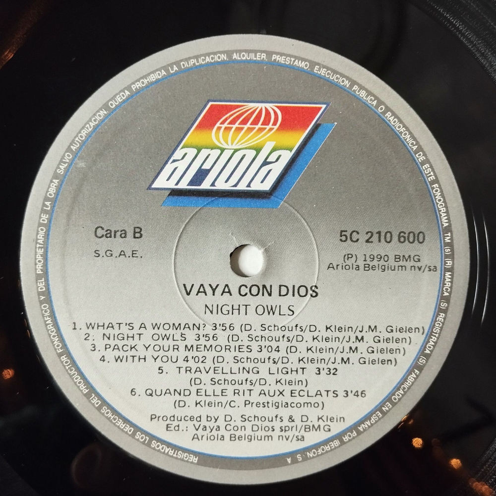 Винтажная виниловая пластинка LP Vaya Con Dios Night Owls (Spain 1990) Nah Neh Nah