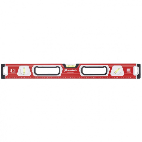 Уровень алюминиевый, магнит, фрезерованный, 3 глазка (1 зеркальный) двухкомпонентные рукоятки, 1200 мм Matrix