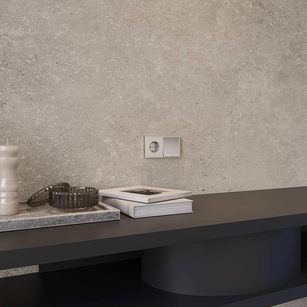 Накладка для розетки с заземлением, S70 Metal (никель)