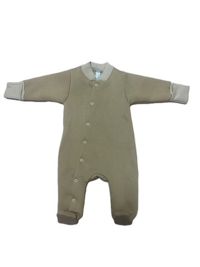Комбинезон с закрытой ножкой на кнопках из футера 3Х нитки с начесом с антицарапками (100% хлопок) на рост 62 см