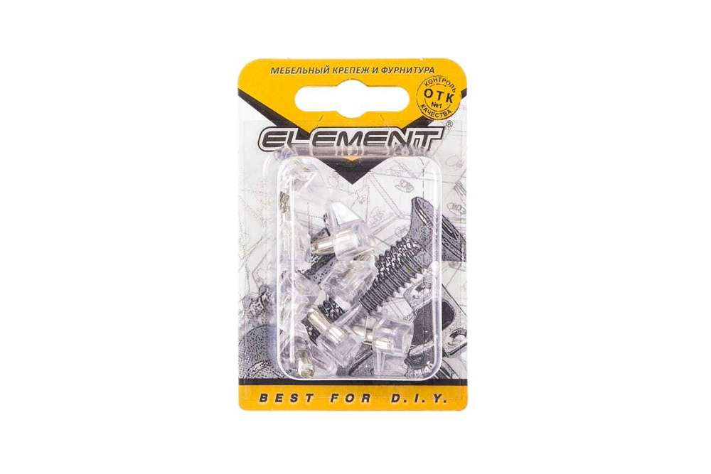 СТЕКЛОДЕРЖАТЕЛЬ ELEMENT Г-ОБРАЗ ПРОЗРАЧНЫЙ D5ММ 8ШТ 26918