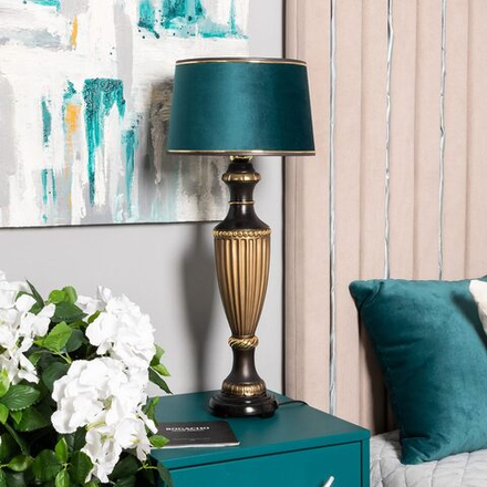 Настольная лампа Ваза Ребристая Бронза с абажуром Тюссо Мурена