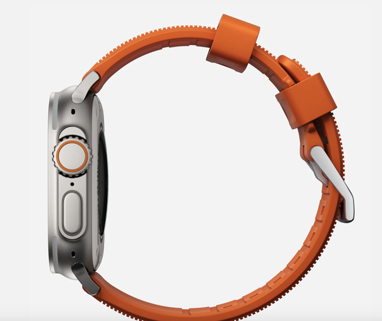Ремешок Nomad Rugged Strap, orange/silver - Apple Watch Ultra (49mm) 8/7 (45mm)/6/SE/5/4 (44mm)/3/2/1 (42mm), оранжевый