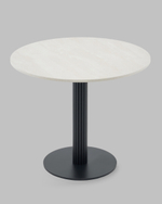 Стол круглый Фризбин D90, столешница МДФ ледяной камень, основание металл черный