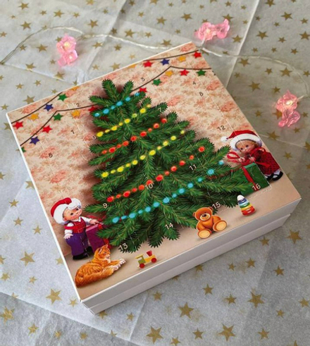 Коробка для адвент-календаря "Елка" 16 ячеек