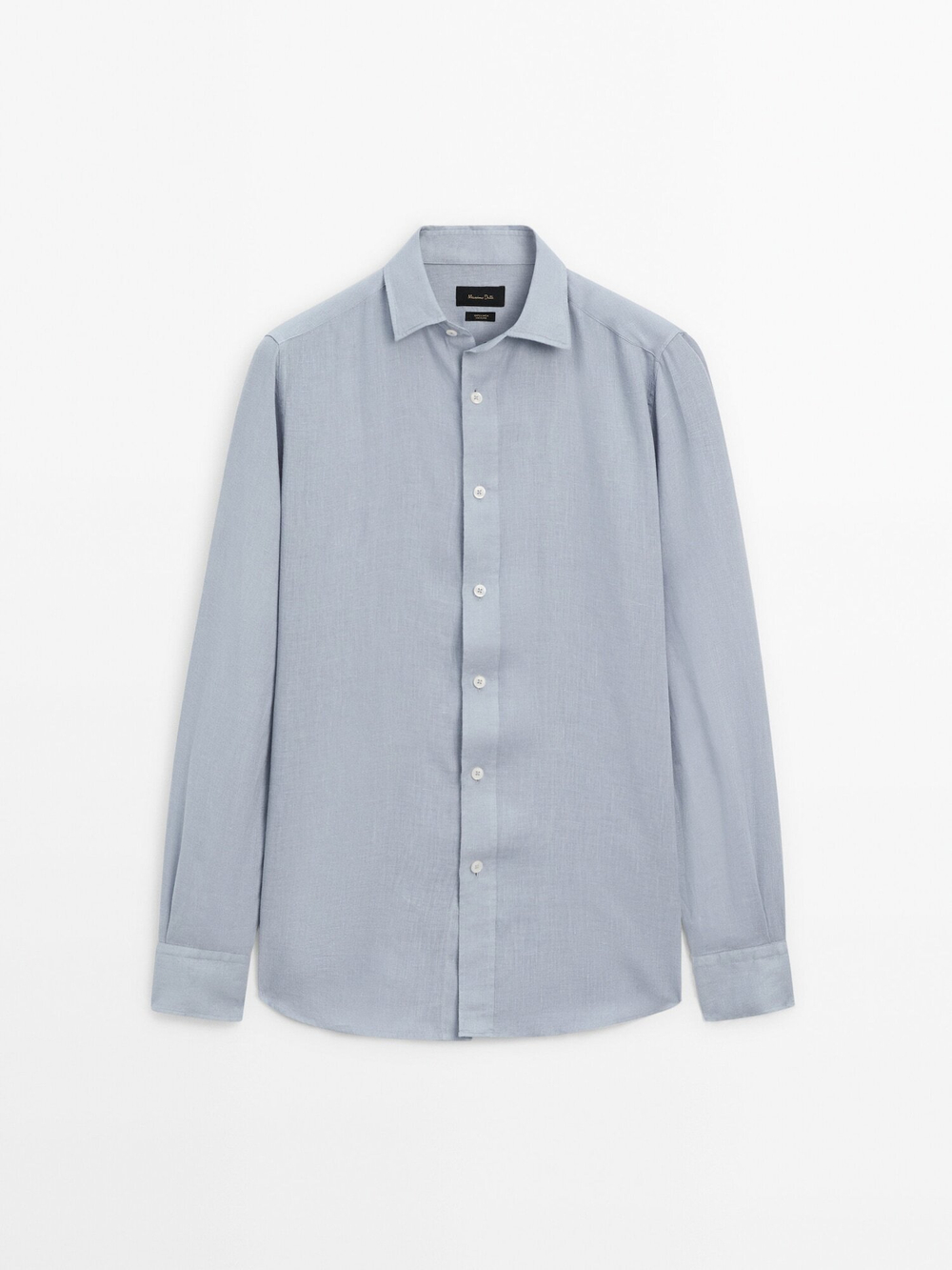 Massimo Dutti Рубашка классического кроя из 100% льна, линялый синий