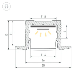 Профиль SL-SLIM-H13M-F25-2000 BLACK (Arlight, Алюминий) 037114