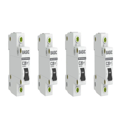 Автоматический выключатель 1P 20А (C) 4,5кА ВА 47-29 Basic 4шт.