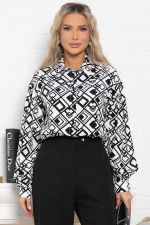 Блуза хлопковая Танец линий (черно-белая) Б14856-14М LT Collection