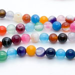 Агат тонированный микс бусины, диаметр 6,2-6,3 мм, цена за 29-30 шт (1/2 нити)