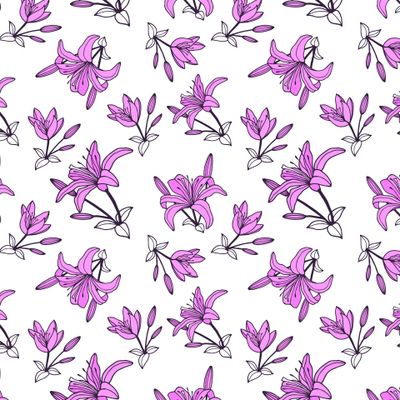 Lily flowers seamless pattern.