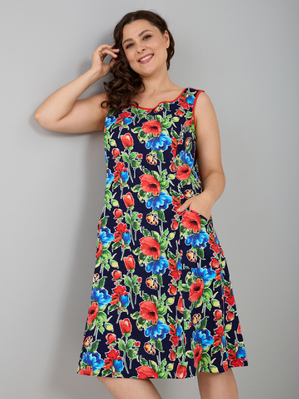 Платье П-012/тсиний-маки