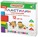 Пластилин классический 12 цветов 120г со стеком "ЭНИКИ-БЕНИКИ СУПЕР" (ПИФАГОР)
