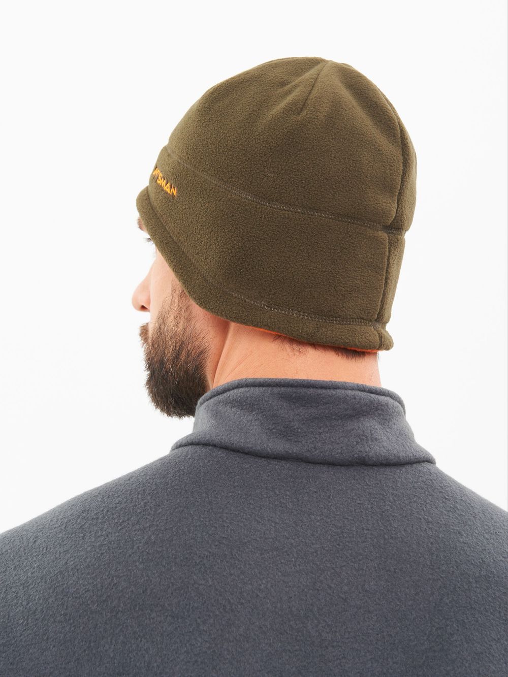 Шапка двухсторонняя ткань Флис цвет Хаки/Оранжевый