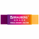 Ластик полупрозрачный BRAUBERG «Grade», 60×15×10 мм, картонный держатель, цвет ассорти, 36 штук в упаковки.