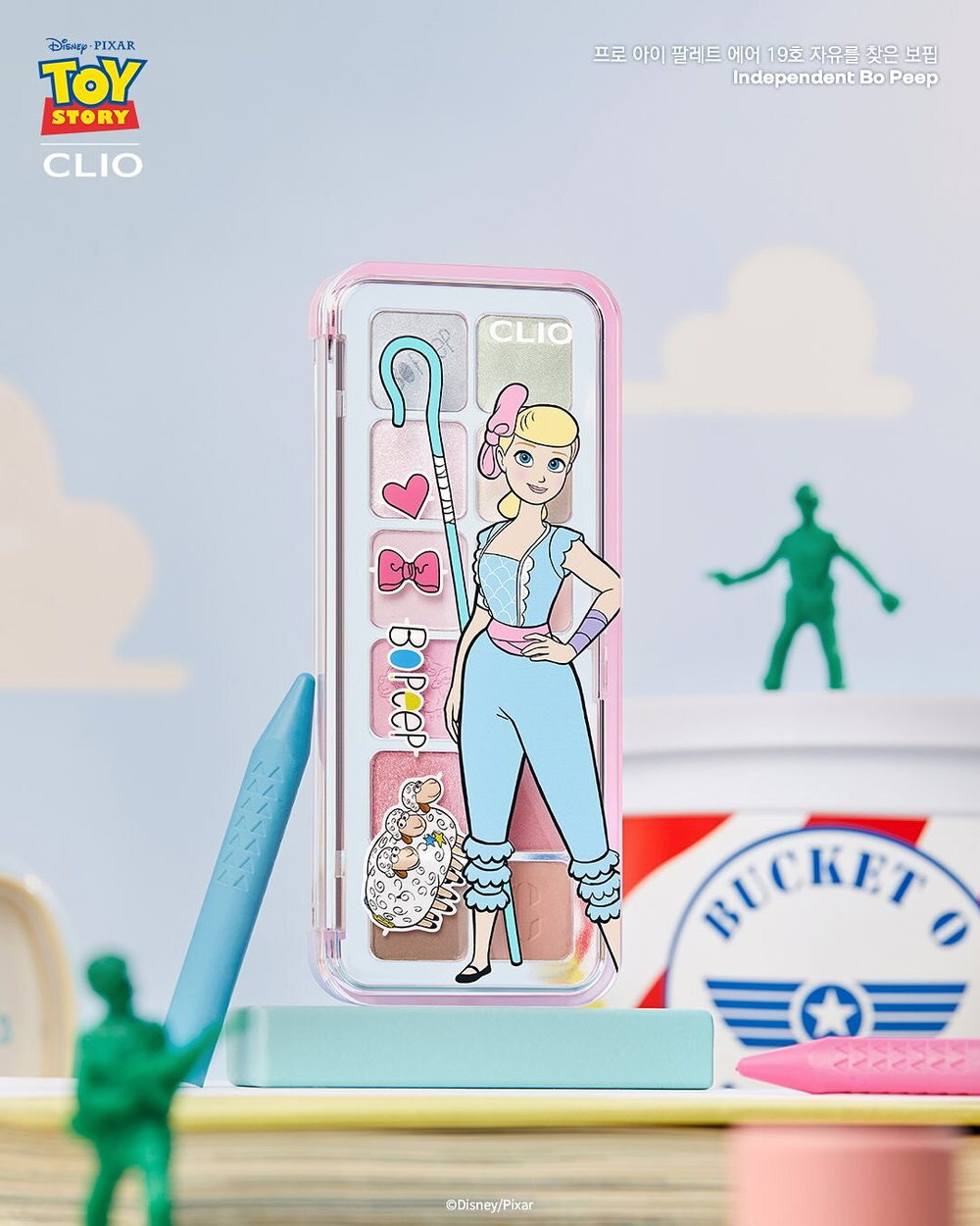 CLIO Pro Eye Palette Air (Toy Story) 19 Independent Bo Peep - Палетка теней для век + кисточка для макияжа