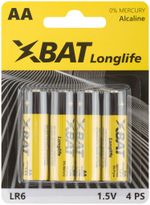 LR6-4BPC Батарейка щелочная, 1.5 В, тип АА (4 шт./уп) ХВАТ---