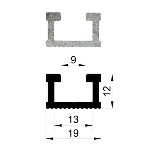 Профиль алюминиевый 19х12 длина 1,2 м Woodwork TR19.120