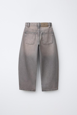 ZARA ДЖИНСЫ BARREL С ЗАКЛЕПКАМИ, СЕРО-КОРИЧНЕВЫЙ