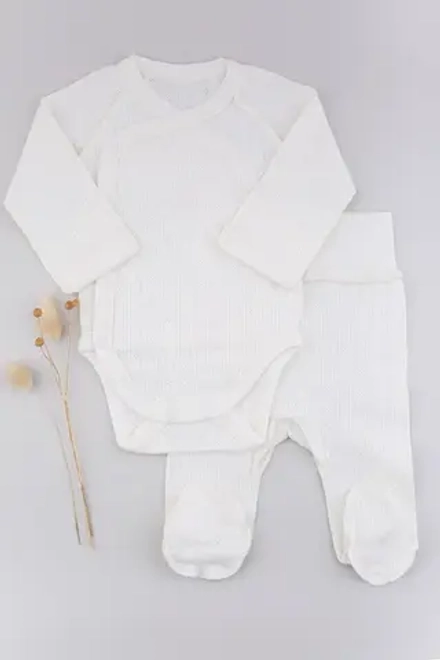 Комплект боди ползунки ажур Biniboo молочный