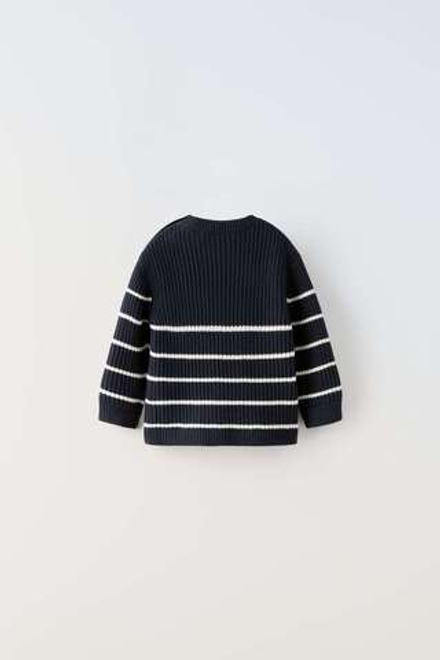 ZARA СВИТЕР В ПОЛОСКУ С КНОПКАМИ, МОРСКОЙ СИНИЙ