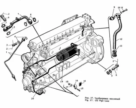 Труба подвода масла к распредвалам СБ 520-32-2