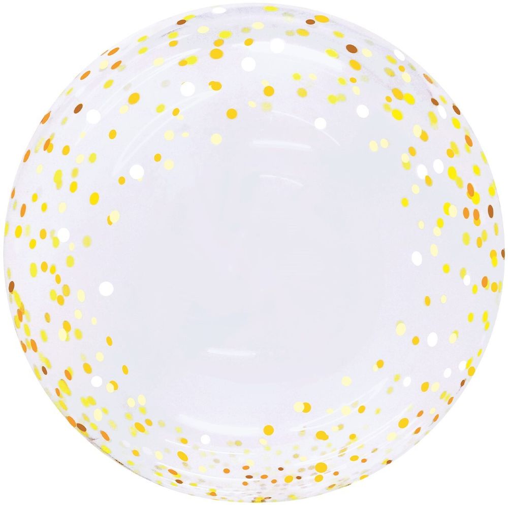 Шар (20''/51 см) Сфера 3D, Deco Bubble, Золотое конфетти, Прозрачный, 1 шт. в упак.