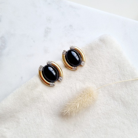 Клипсы с чёрным кабошоном