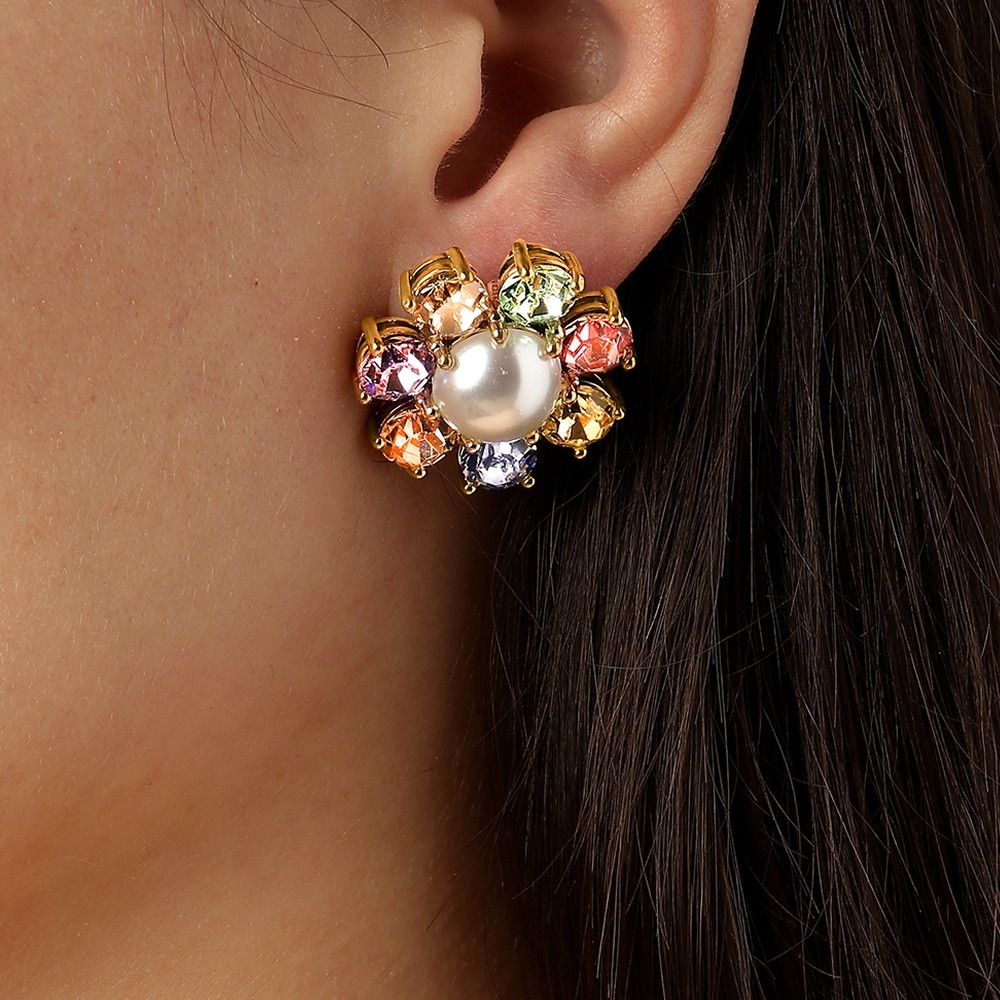 Серьги Dyrberg Kern AUBRA SG PASTEL MULTI / WHITE PEARL 460082