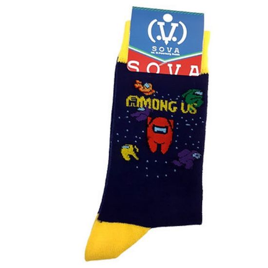 Носки Among Us "Космические пираты", р-р 38-43 (синий/желтый)
