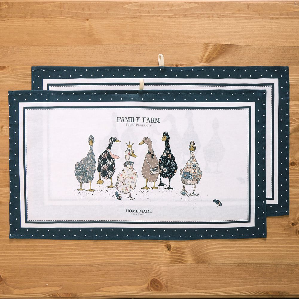 НАБОР ПОЛОТЕНЕЦ "FAMILY FARM",СИНИЙ ,40Х60СМ ТВИЛ,100% ХЛОПОК