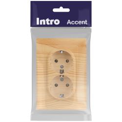 Розетка Intro Accent 6-205-11 2X2P+E Schuko, 16А-250В, IP20, СУ, AL/CU, сосна