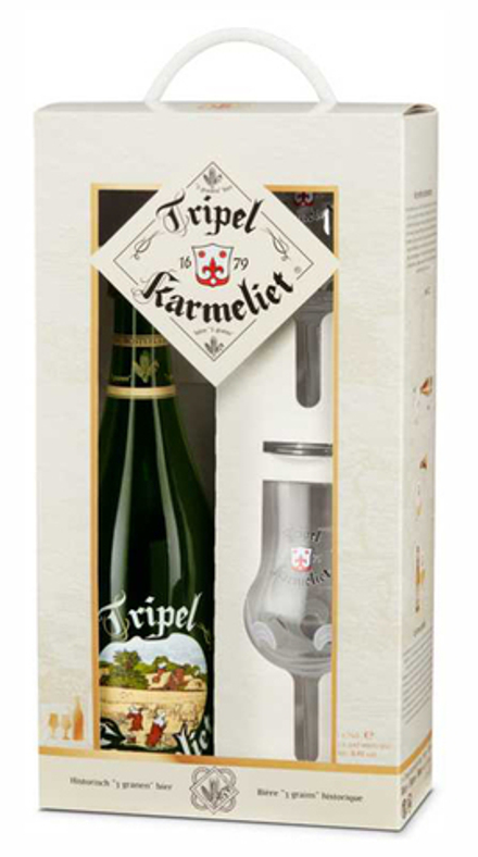 Tripel Karmeliet (1x0.75)+2 бокала в картонной коробке