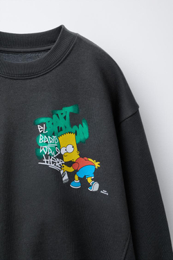 ZARA ТОЛСТОВКА С ПРИНТОМ THE SIMPSONS™ МЭТТА ГРОУНИНГА, ЗЕЛЕНЫЙ/СЕРЫЙ