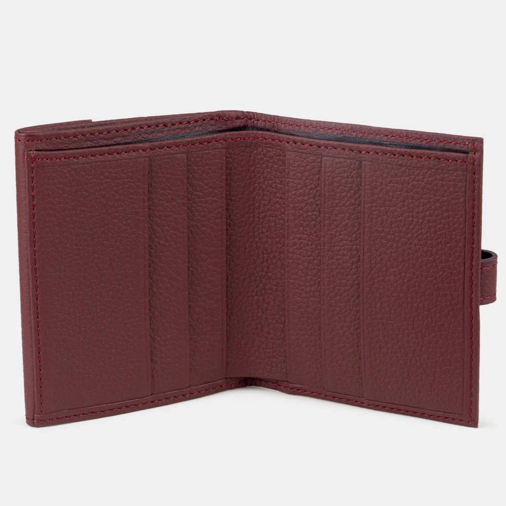 Кожаный кошелек женский, теленок бордового цвета