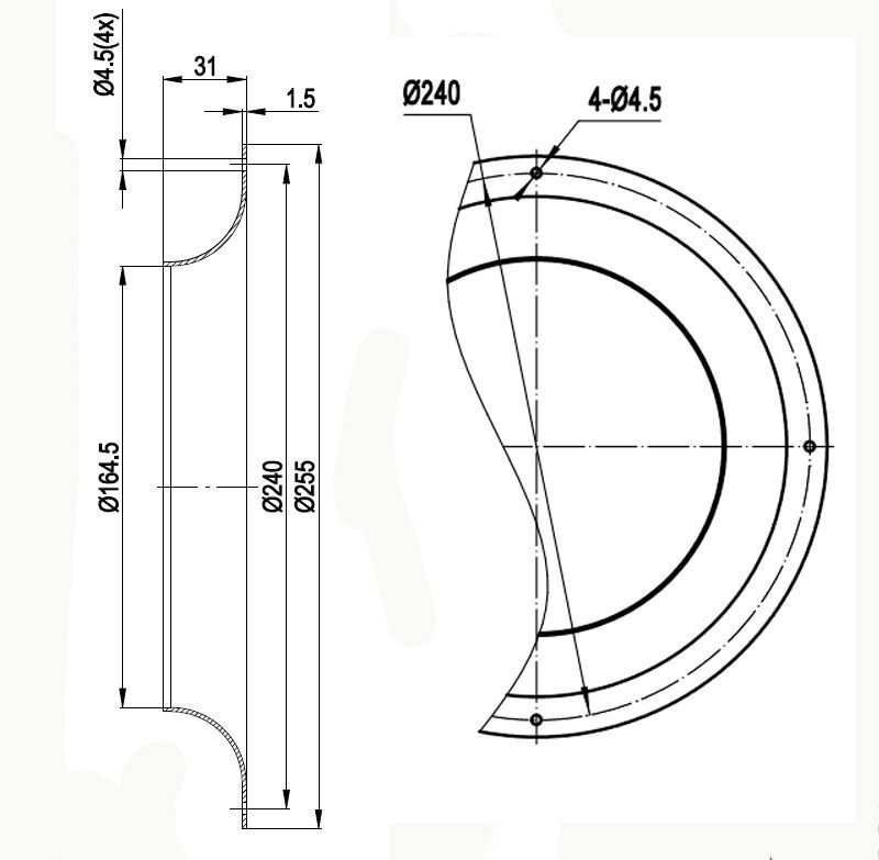 Диффузор для центробежного вентилятора диаметр 250 мм., аналог 96358-2-4013 ebmpapst