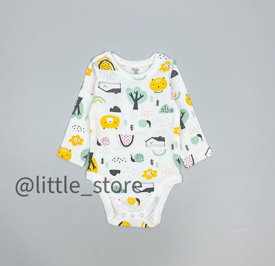 Боди хлопковое"Домик в лесу" молочное