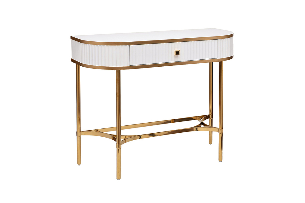 Консоль с 1 ящиком 100x40x78см Garda Decor белая с золотом
