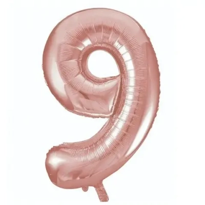 Шар фольгированный 32'/81см «Цифра 9» (розовое золото)