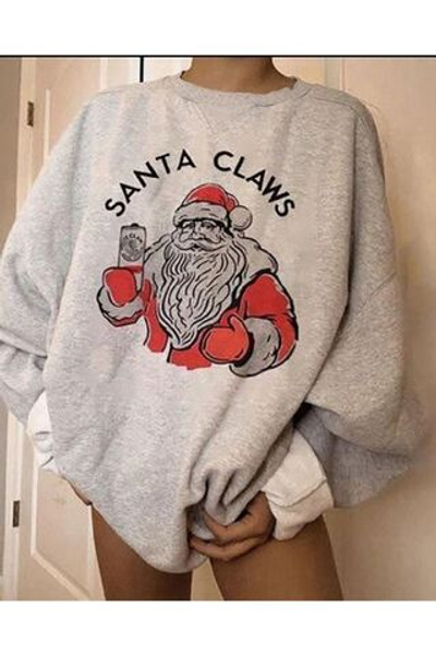 Veqar Рождество Новый год тематический негабаритный унисекс велосипедный воротник Толстовка без капюшона