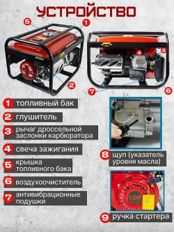 Генератор бензиновый 5,8 кВт 16А / РТ10_генератор