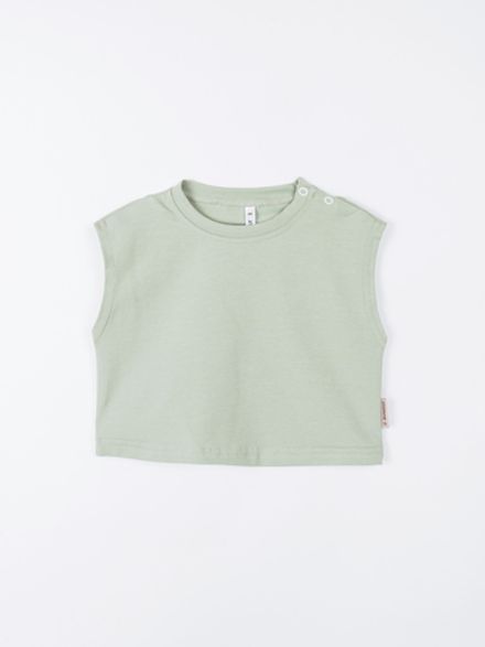 Футболка укороченная без рукавов "Шалфей"