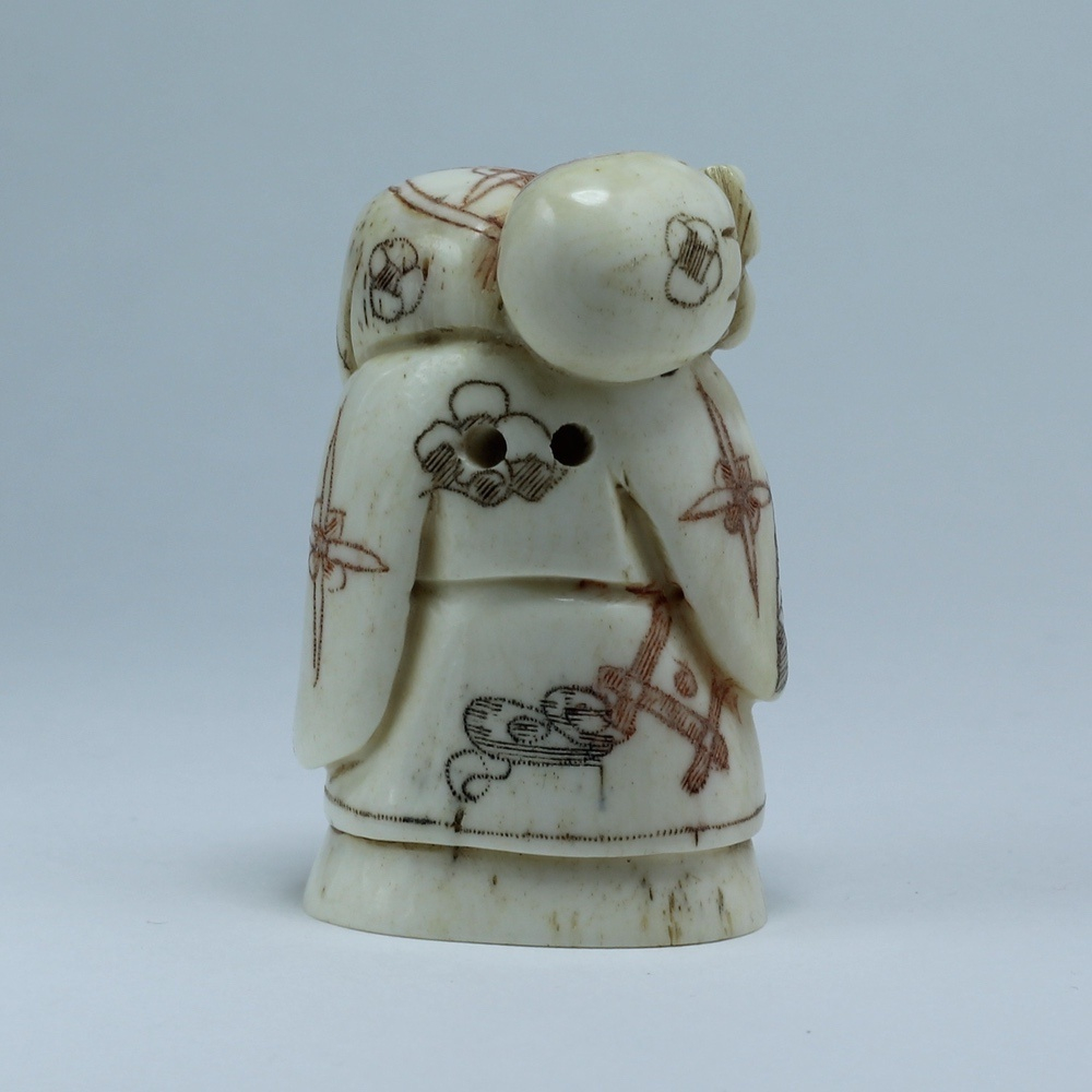 Нэцкэ Фукурокудзю с посохом и мешком риса