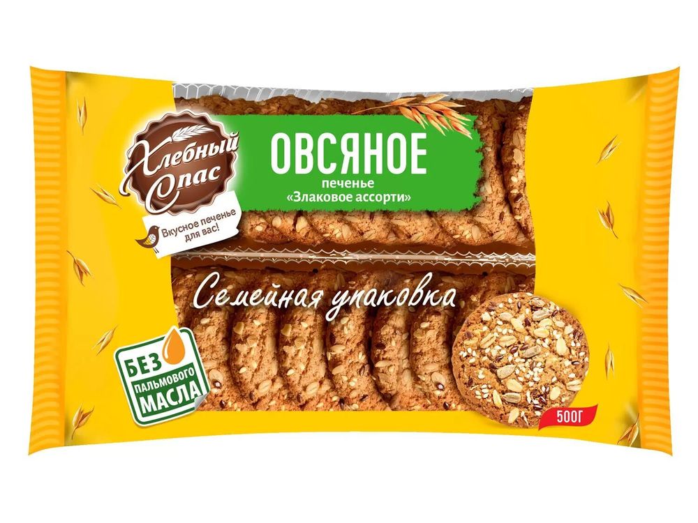 Печенье Хлебный Спас Овсяное "Злаковое Ассорти "500г