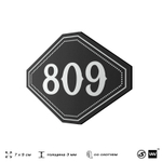 Номерок на дверь квартиры 809, для кабинета, офиса, шильдик 9 х 7 см, черный, Айдентика Технолоджи