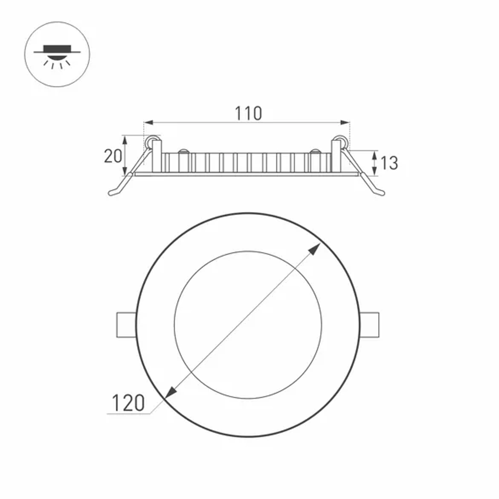 Светильник DL-120M-9W Day White (Arlight, IP40 Металл, 3 года) 020106