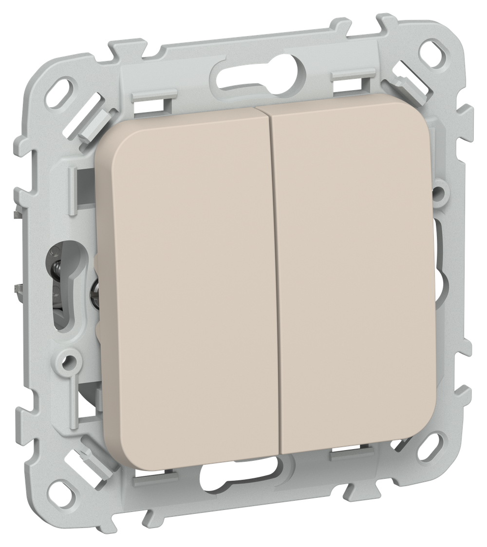 FLITE Выключатель 2-клавишный проходной 10А ВС62-1-0-ФлЛ льняной IEK