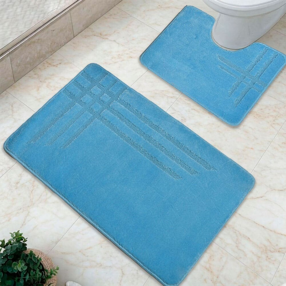 Комплект ковриков DKTX Comfort Linea 2шт 50*80/50*40см 10мм 6047 (светло-голубой)