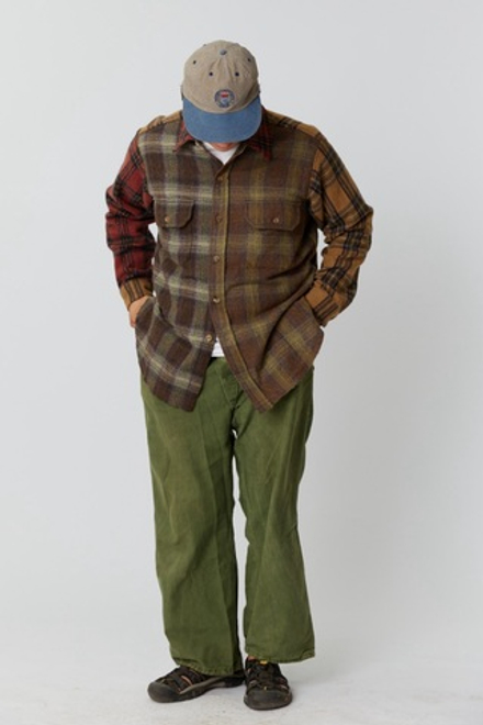 Объемная составная рубашка в клетку