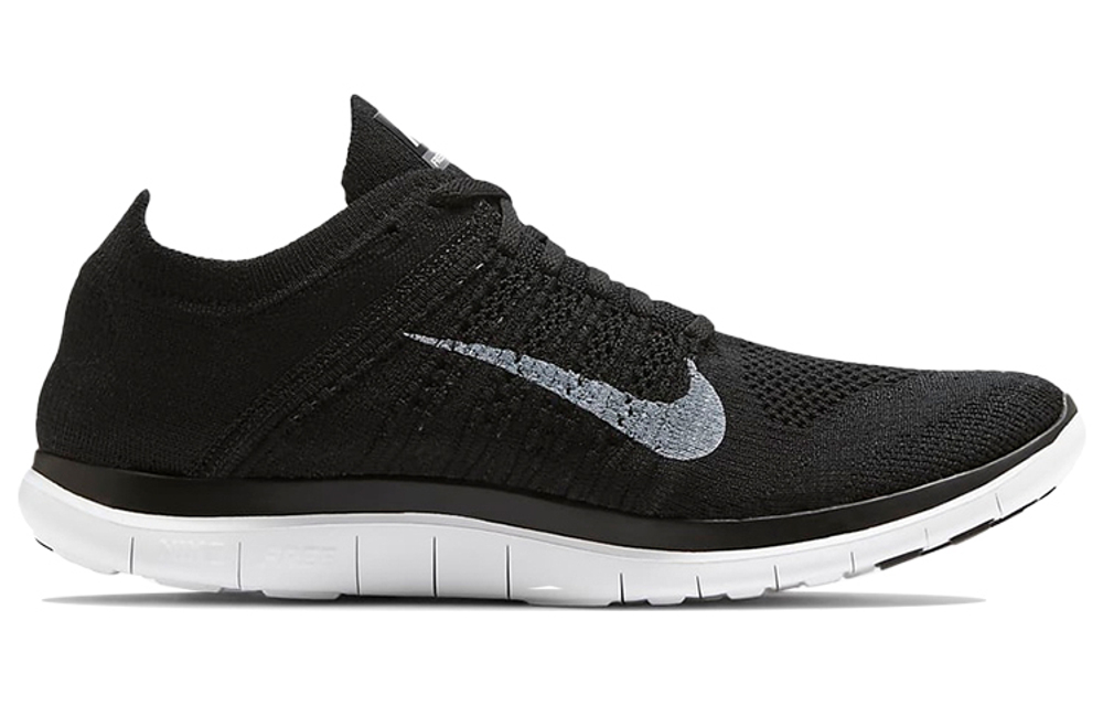 Nike Free RN 4.0 Flyknit barefoot cushioning comfortable professional shock absorption non-slip breathable support low-top casual running shoes for men and women the same style black